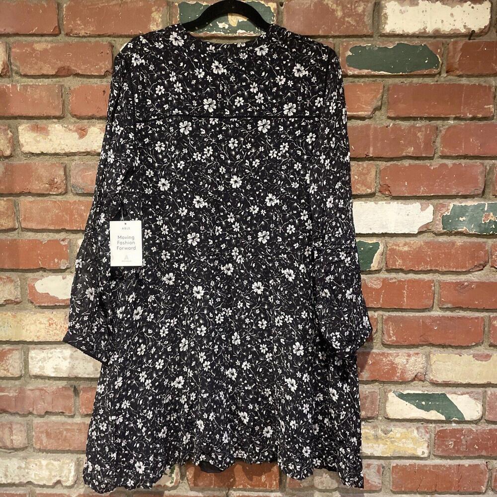 ABLE able naomi flowy mini dress black white floral print size 1X NWT $148 msrp - Picture 9 of 10